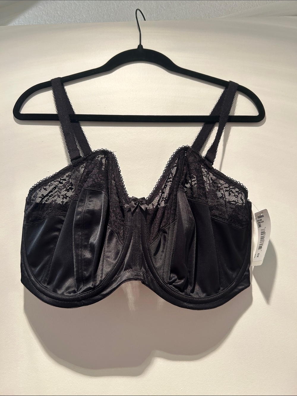 Goddess Black Satin & Lace Underwire Bra